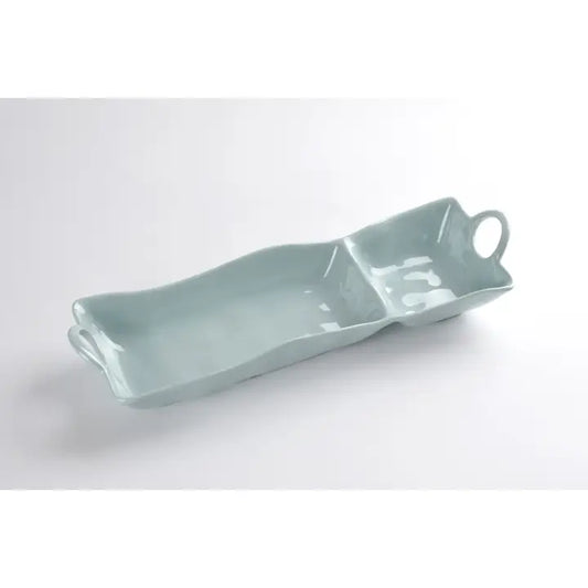 Melamine Aqua Chip & Dip Server