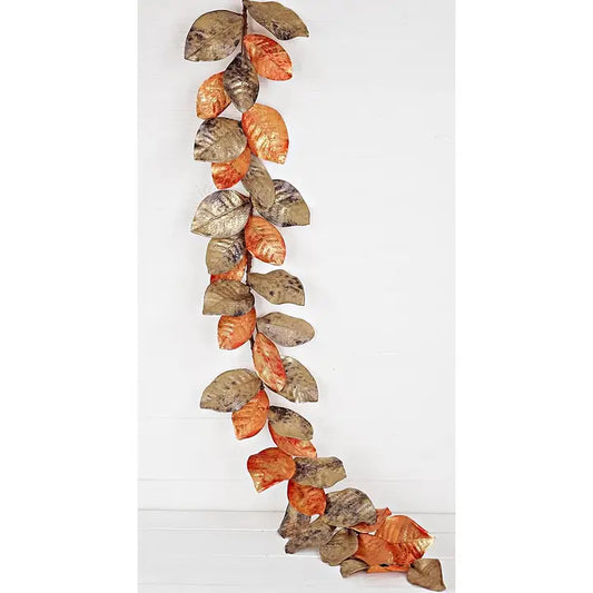5ft Metallic Brushed Magnolia Leaf Garland