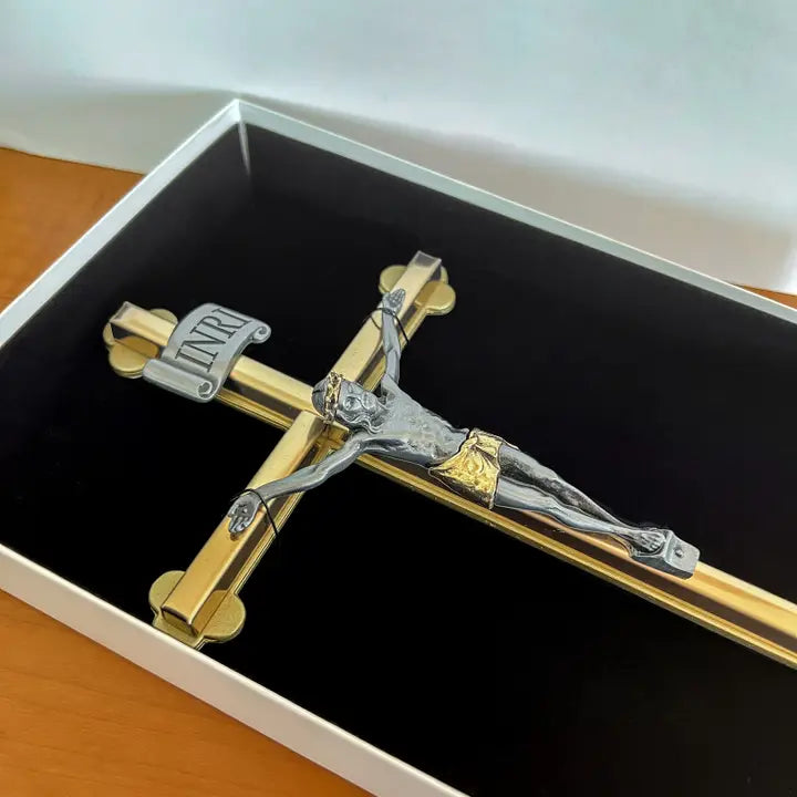 8" Two Tone Wall Crucifix