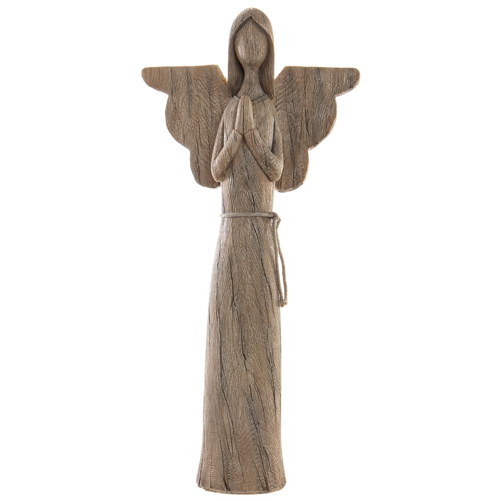 17.5" Brown Woodgrain Praying Angel