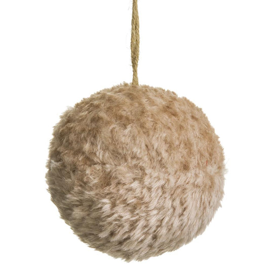 4" Taupe Fur Ball Ornament