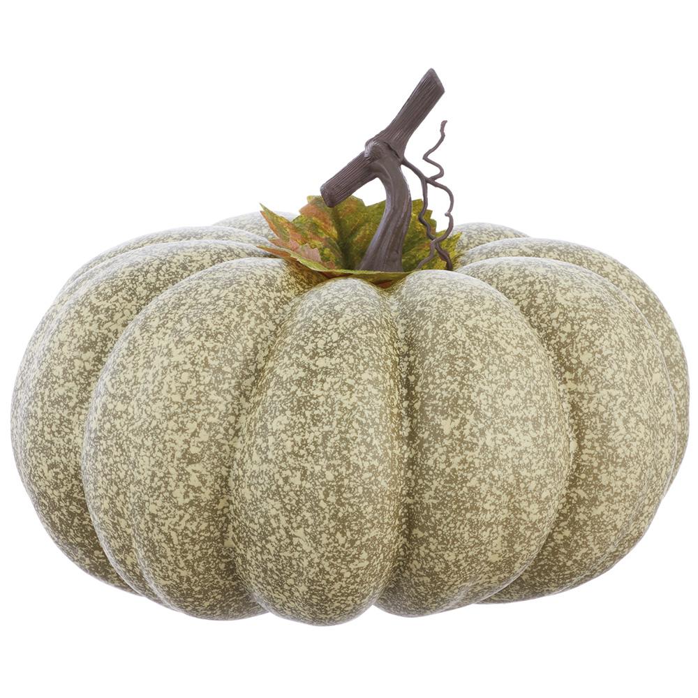 9.5"H x 11.5D" Speckled Green & White Pumpkin