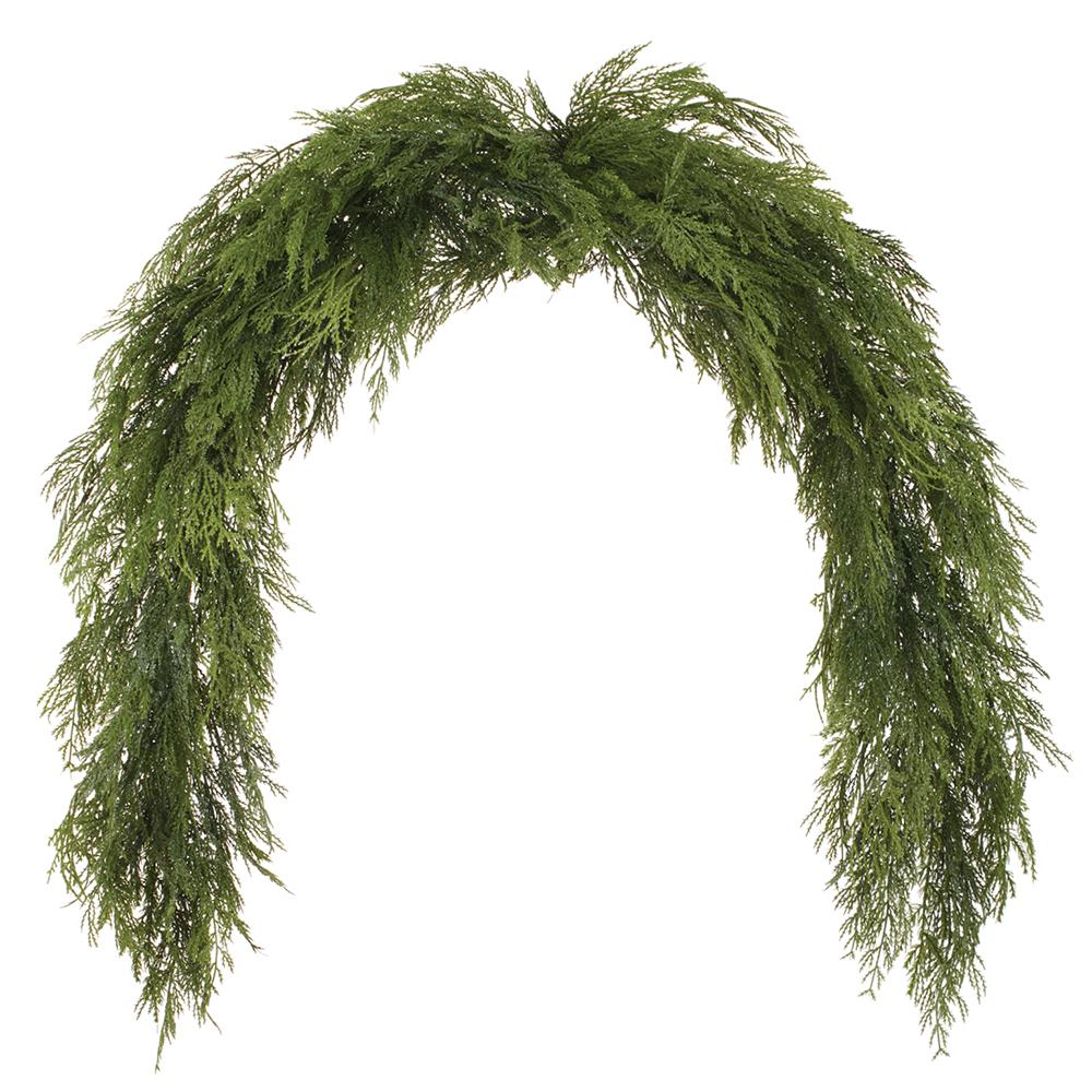 6' Glittered Ultra Deluxe Mixed Cedar Mantel Swag Garland