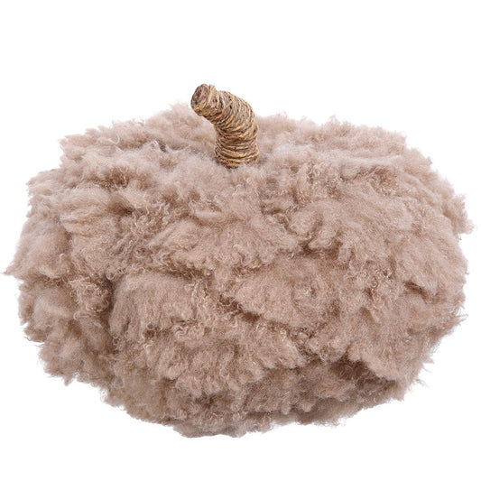 6"H x 9"D Fluffy Taupe Pumpkin