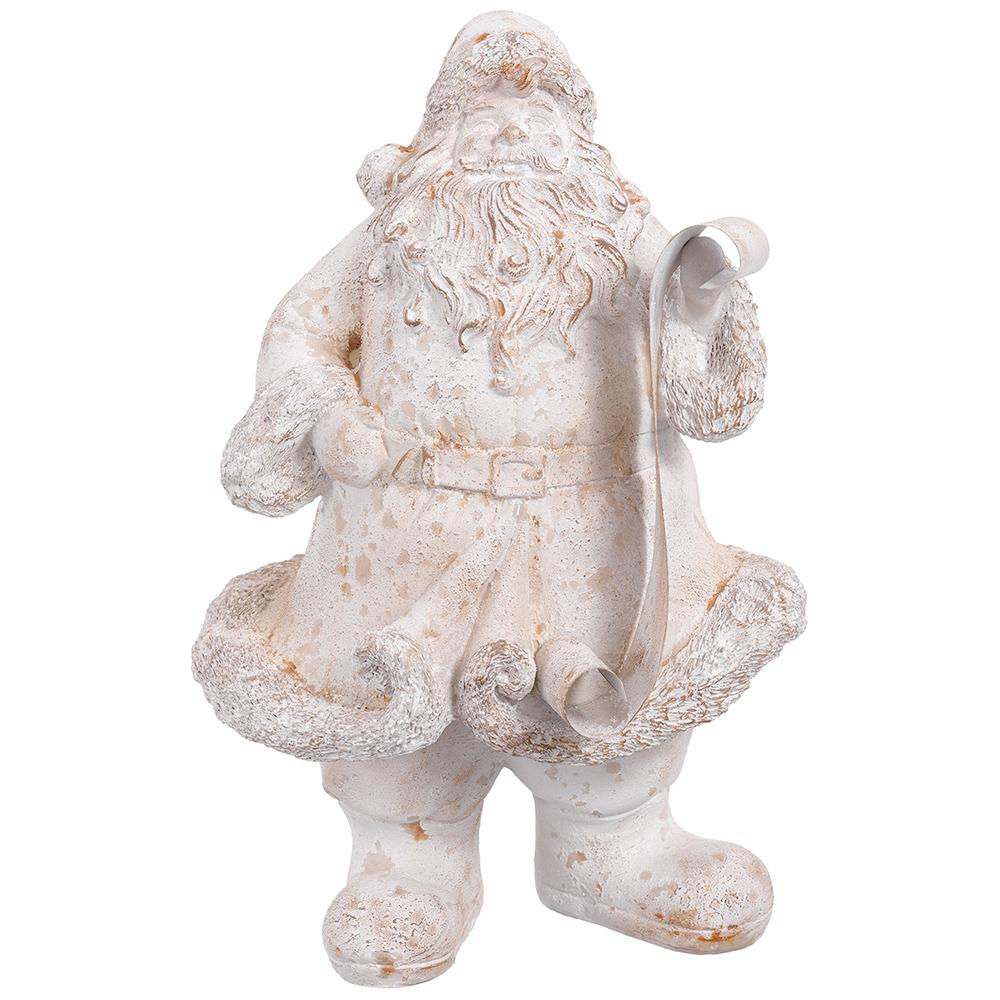13" Antique White Santa w/ List
