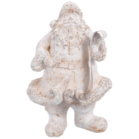13" Antique White Santa w/ List