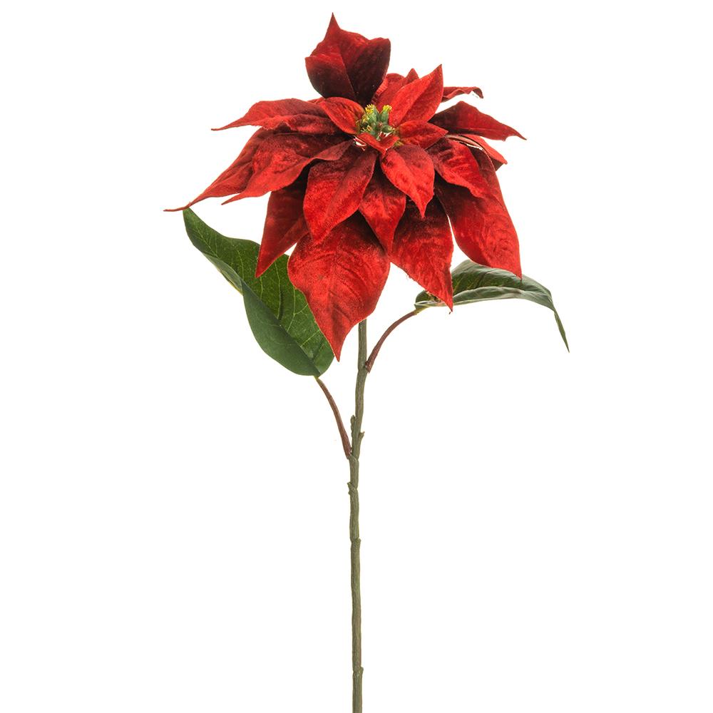 28" Velvet Poinsettia Spray
