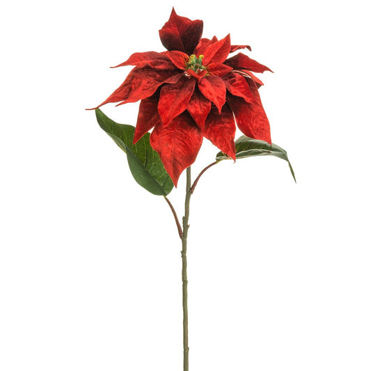 28" Velvet Poinsettia Spray