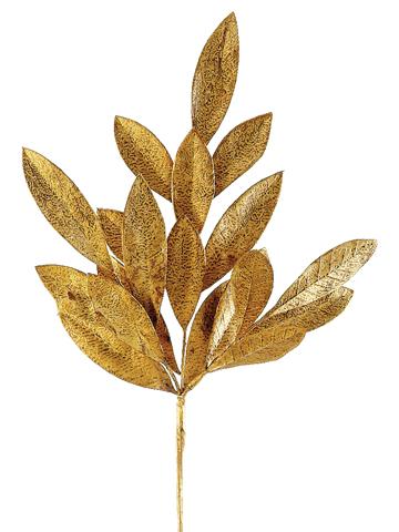 17" Antique Gold Bay Leaf Spray