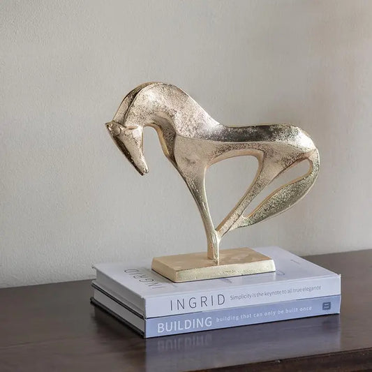 Abstract Cast Aluminum Horse Sculpture