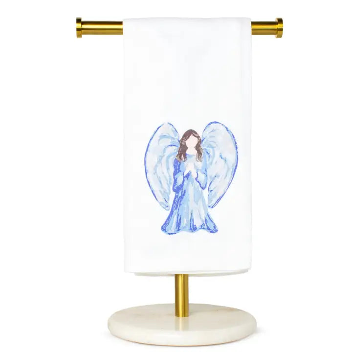 White & Blue Angel Hand Towel