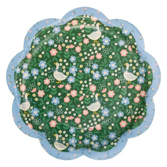 10" Goose Floral Pattern Plate