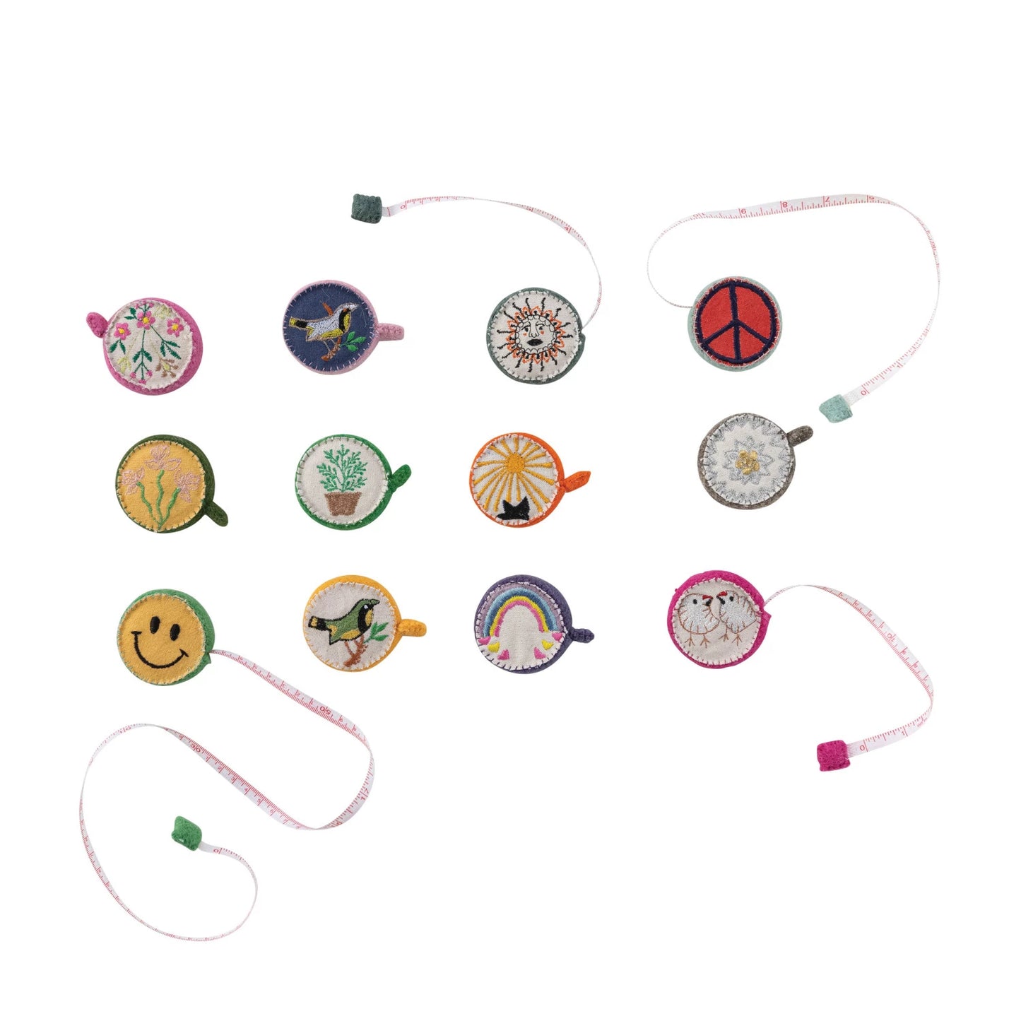 Embroidered Wool Felt Tape Measure, 12 Styles