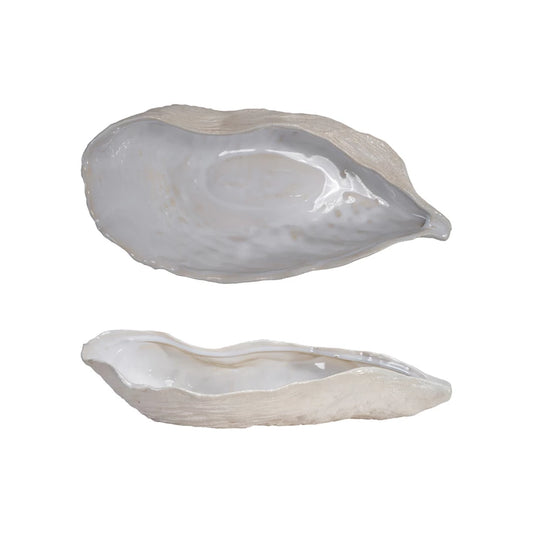 Stoneware Oyster Shell Shaped Bowl & Unglazed