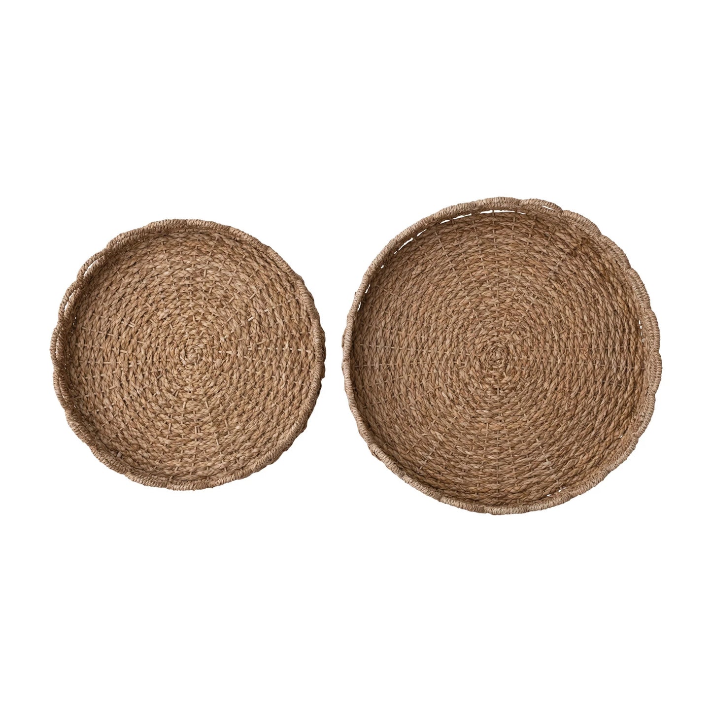 Woven Seagrass Scalloped Trays - 2 Sizes
