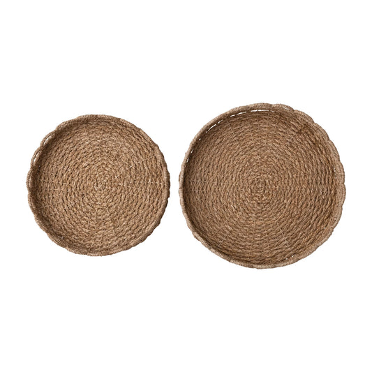 Woven Seagrass Scalloped Trays - 2 Sizes