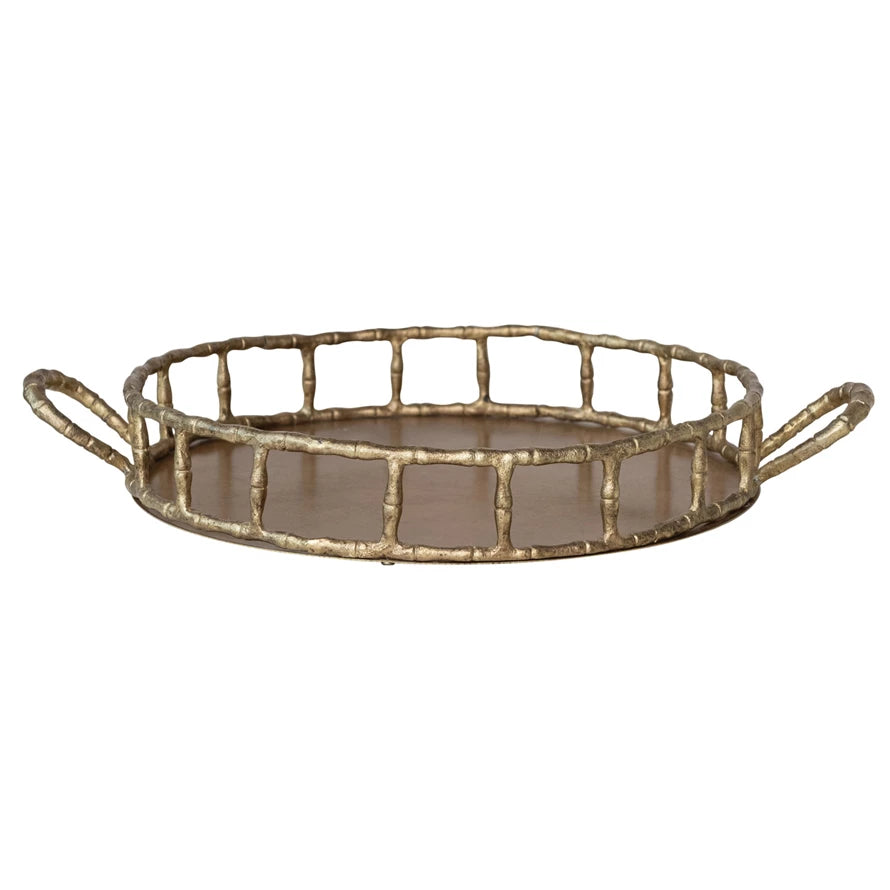 Gold Bamboo Tray w/ Handles