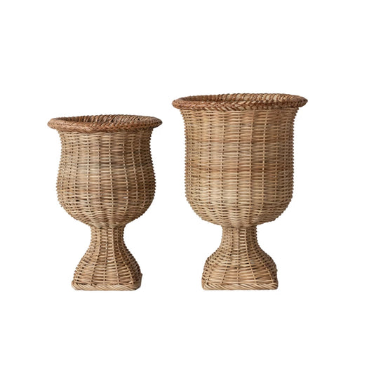 Natural Woven Rattan Urns, 2 Sizes