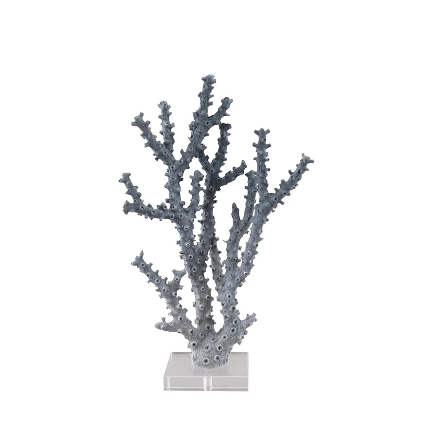Blue Resin Coral Decor w/ Acrylic Base