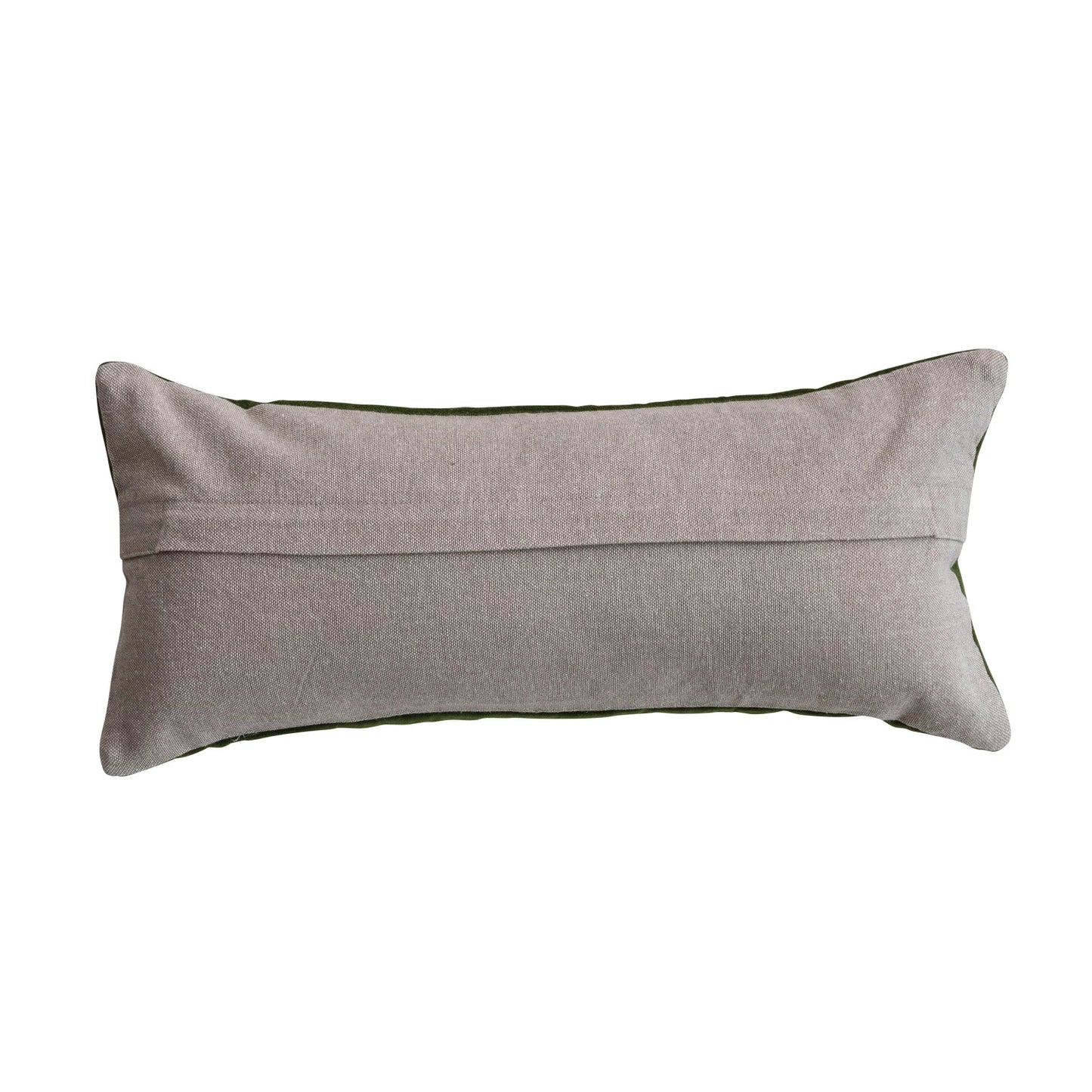 Cotton Velvet Lumbar Pillow w/ Embroidered Butterflies & Chambray Back