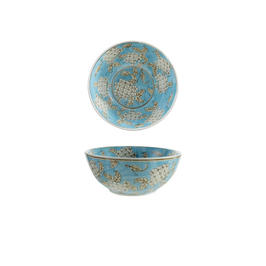 Hand-Painted Stoneware Serving Bowl w/ Cherry Blossoms