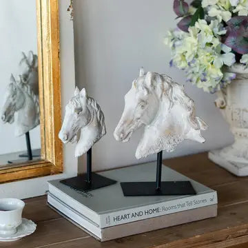 Gray Cement Horse Head Statue