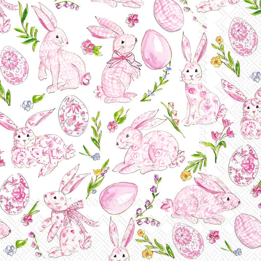 Bunny & Egg Pink Easter Lunch Napkins