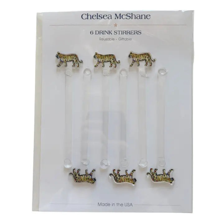 'Tiger Gold" Drink Stirrer-6 Pack