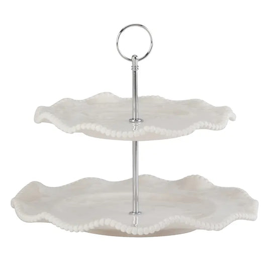 Perlette Cream Melamine 2 Tier Server