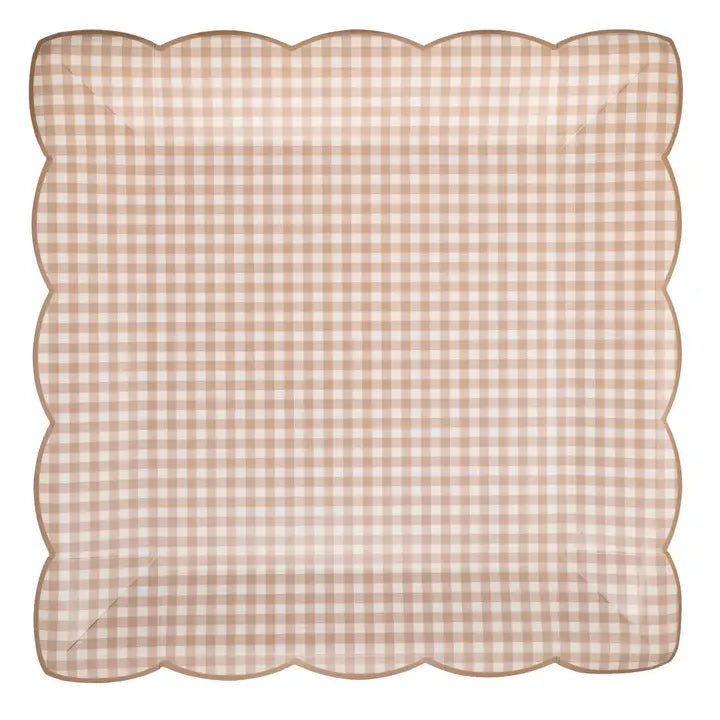 10"  Light Brown Gingham Plate