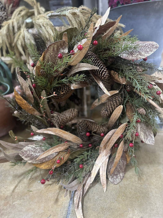 Fall/Christmas Mixed Bronze Wreath