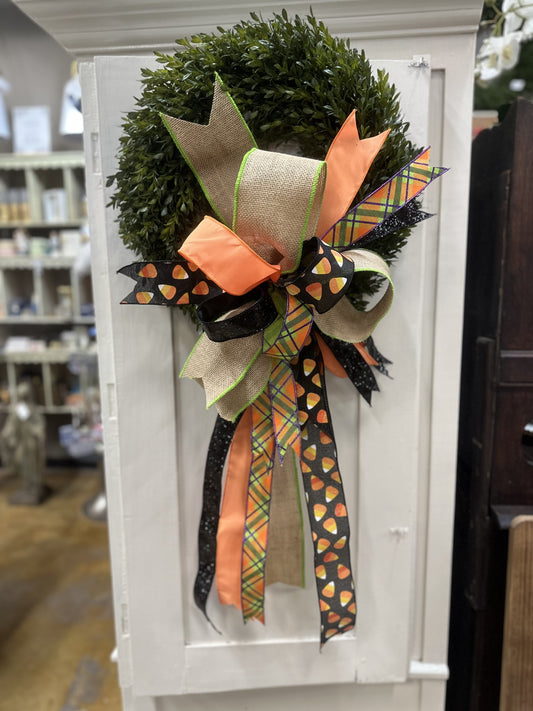 Candy Corn & Plaid Spooky Season Bow