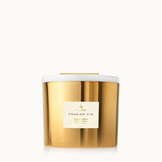 Frasier Fir Gold 3-Wick Candle w/ White & Gold Lid (17oz.)