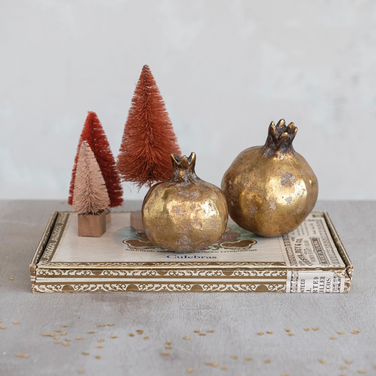 Antique Gold Resin Pomegranate, 2 Sizes
