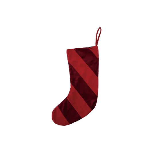 20" Velvet Striped Stocking, 2 Colors