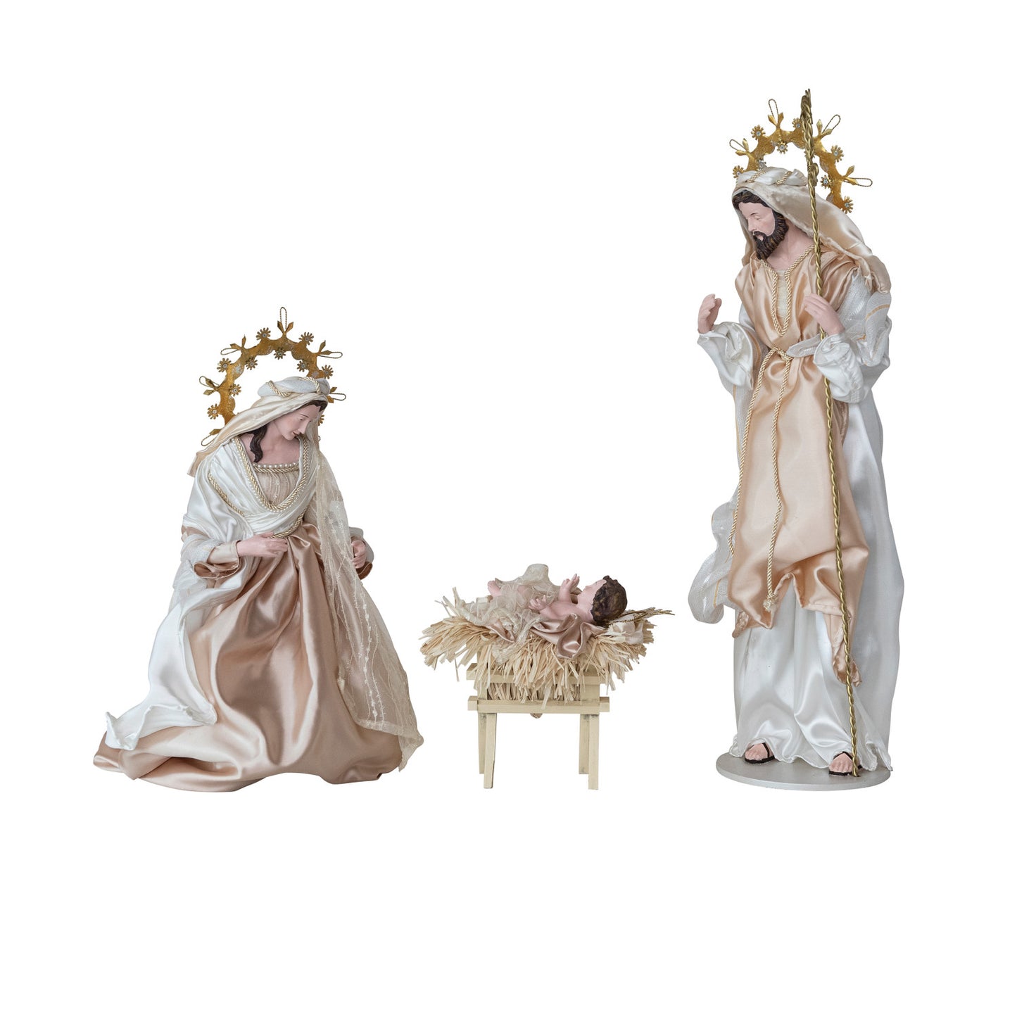 Handmade Fabric Resin Holy Family, Set of 3
