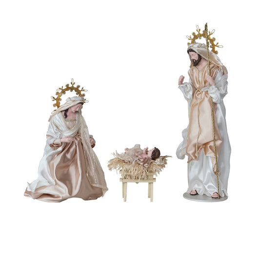 Handmade Fabric Resin Holy Family, Set of 3