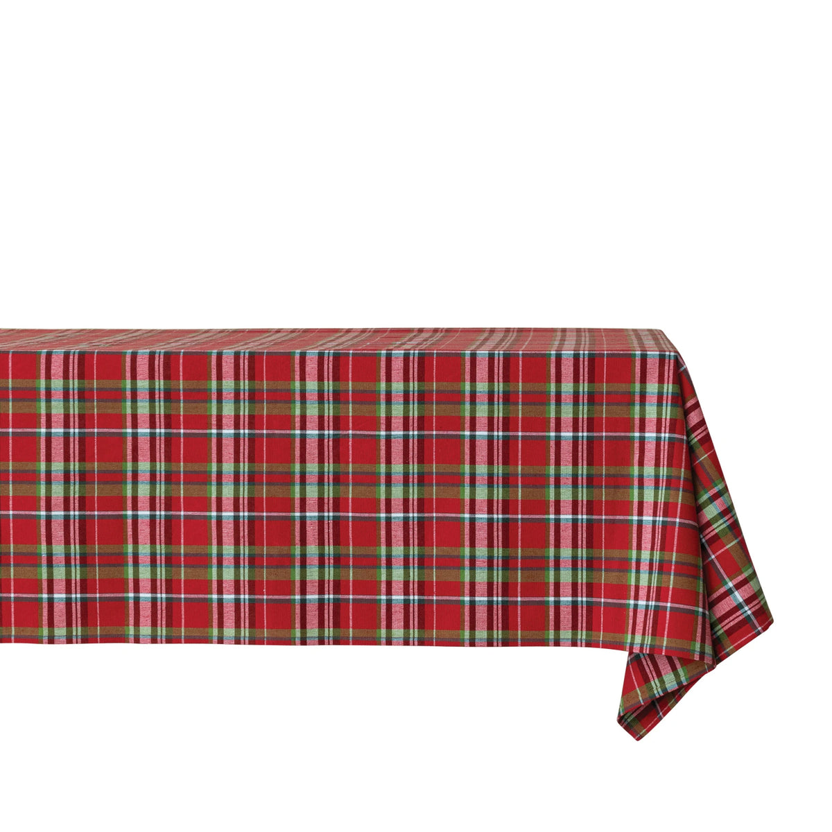 84"L x 60"W Woven Cotton Table Cloth w/ Tartan Plaid Pattern