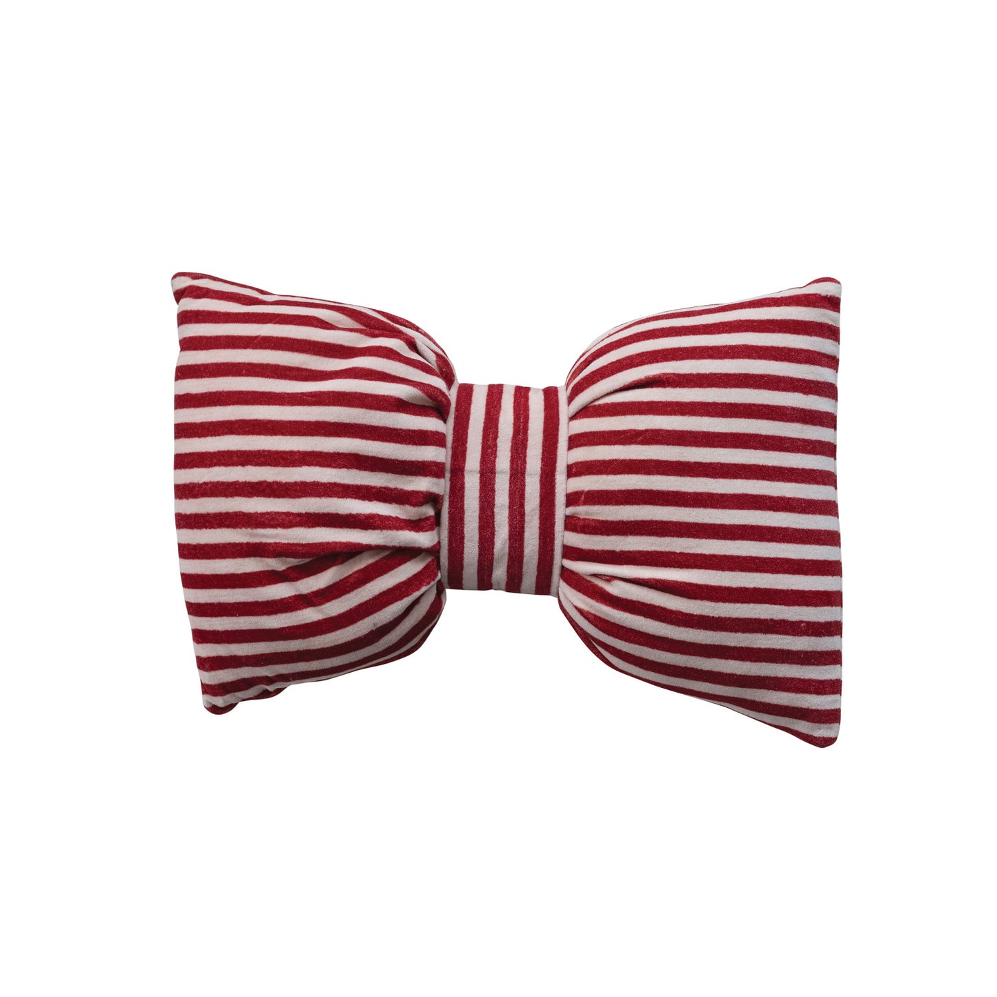 Cotton Velvet Bow Shaped Striped Lumbar Pillow