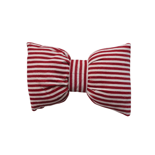 Cotton Velvet Bow Shaped Striped Lumbar Pillow