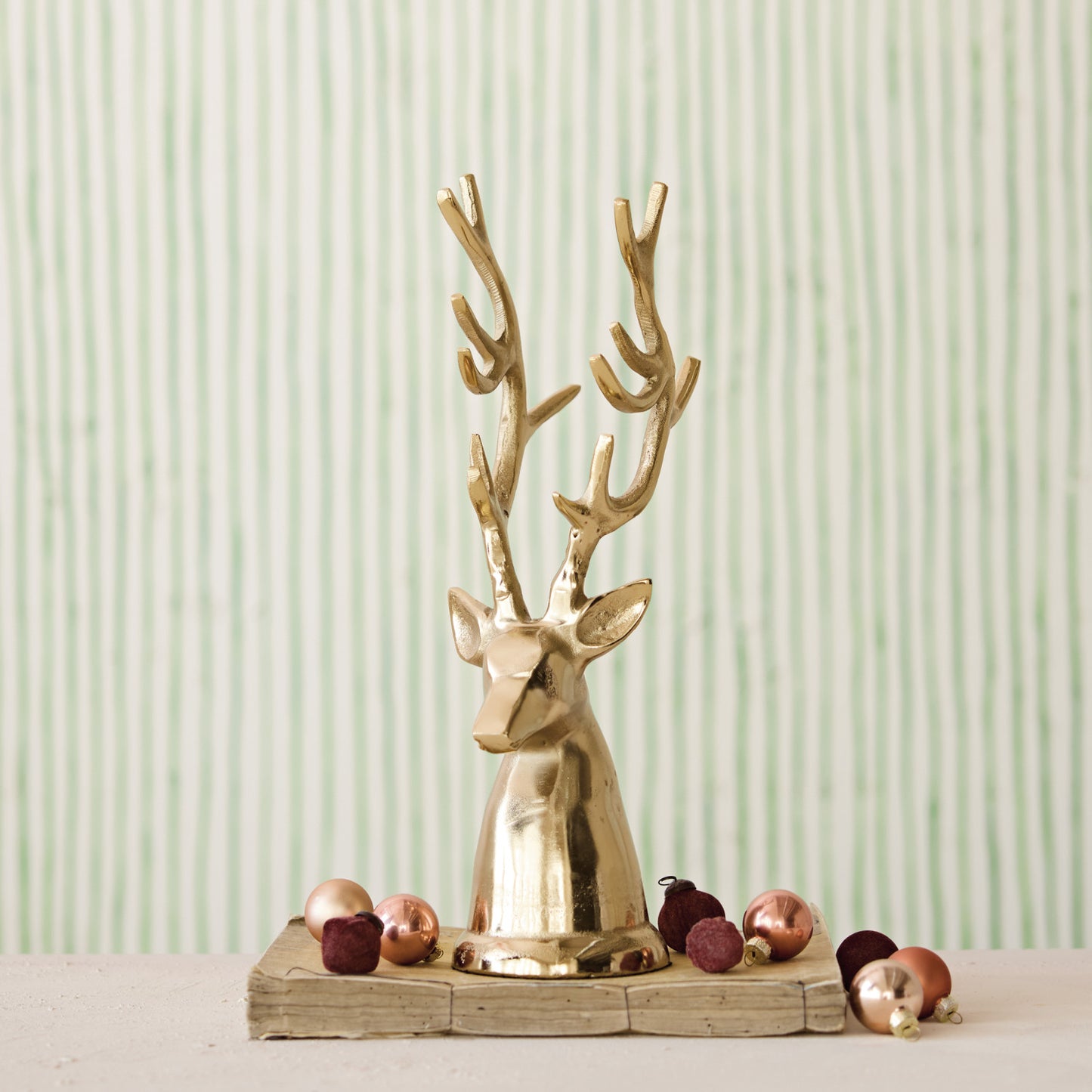 Gold Cast Aluminum Reindeer Head