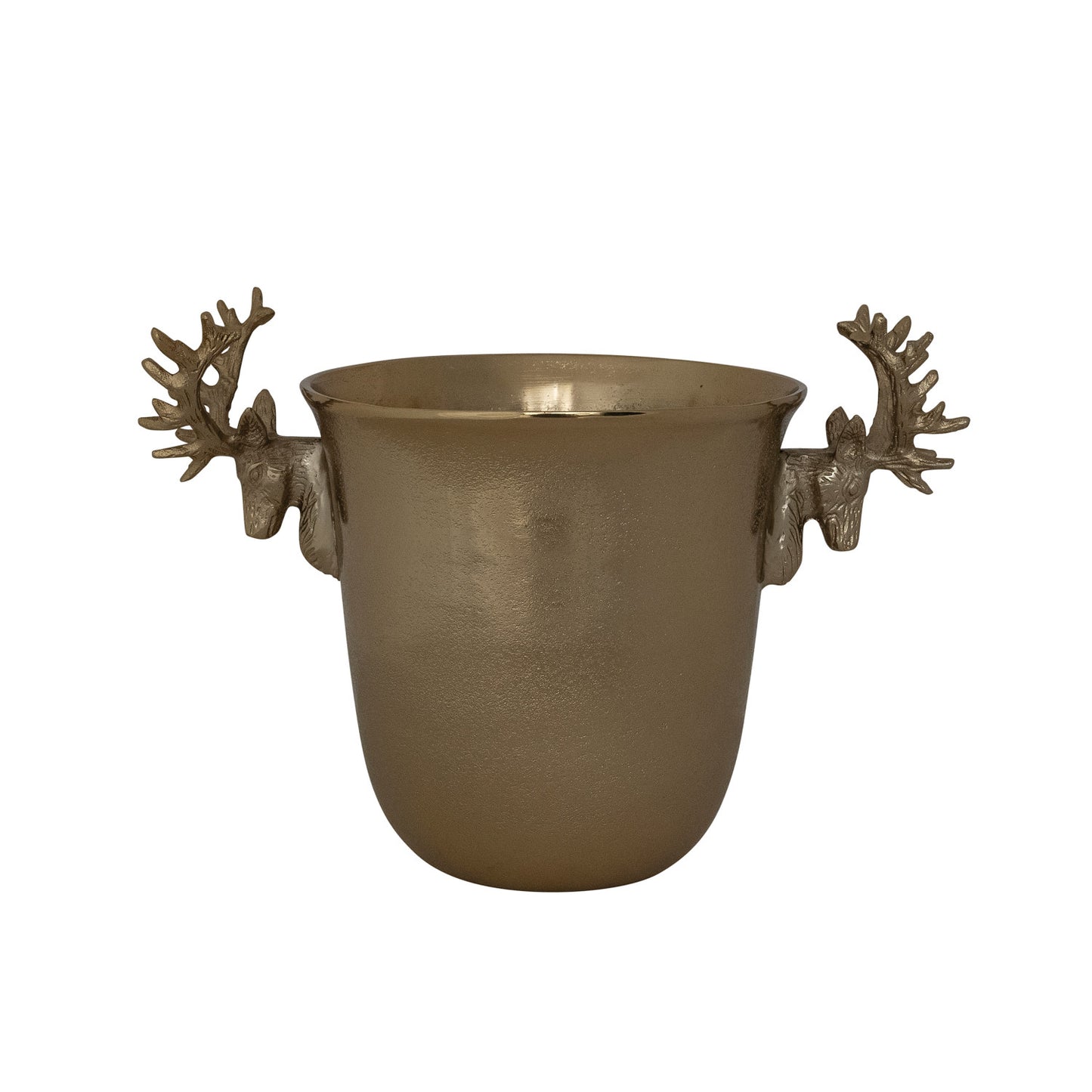 Gold Cast Aluminum Ice Bucket/Bottle Cooler w/ Reindeer Head Shaped Handles
