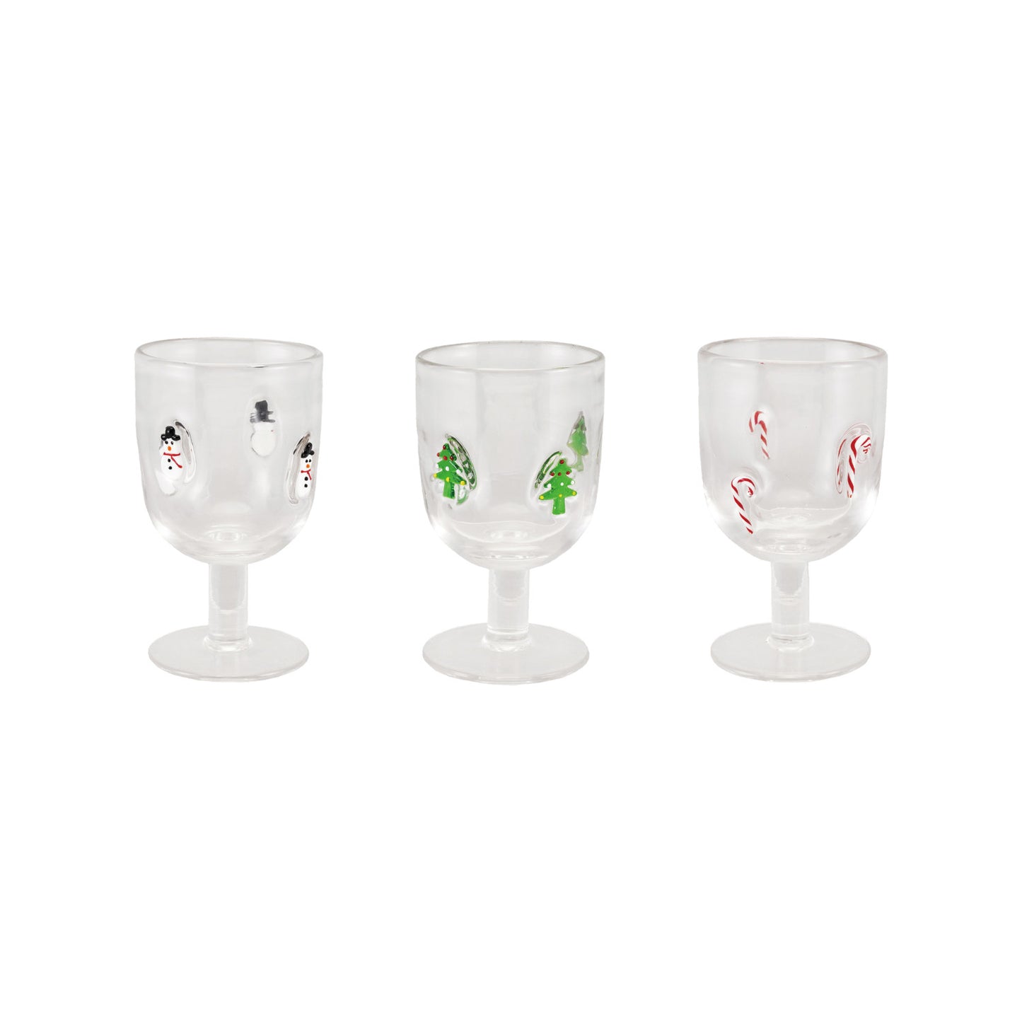 10 oz. Stemmed Wine Glass w/ Embedded Holiday Icons, 3 Styles