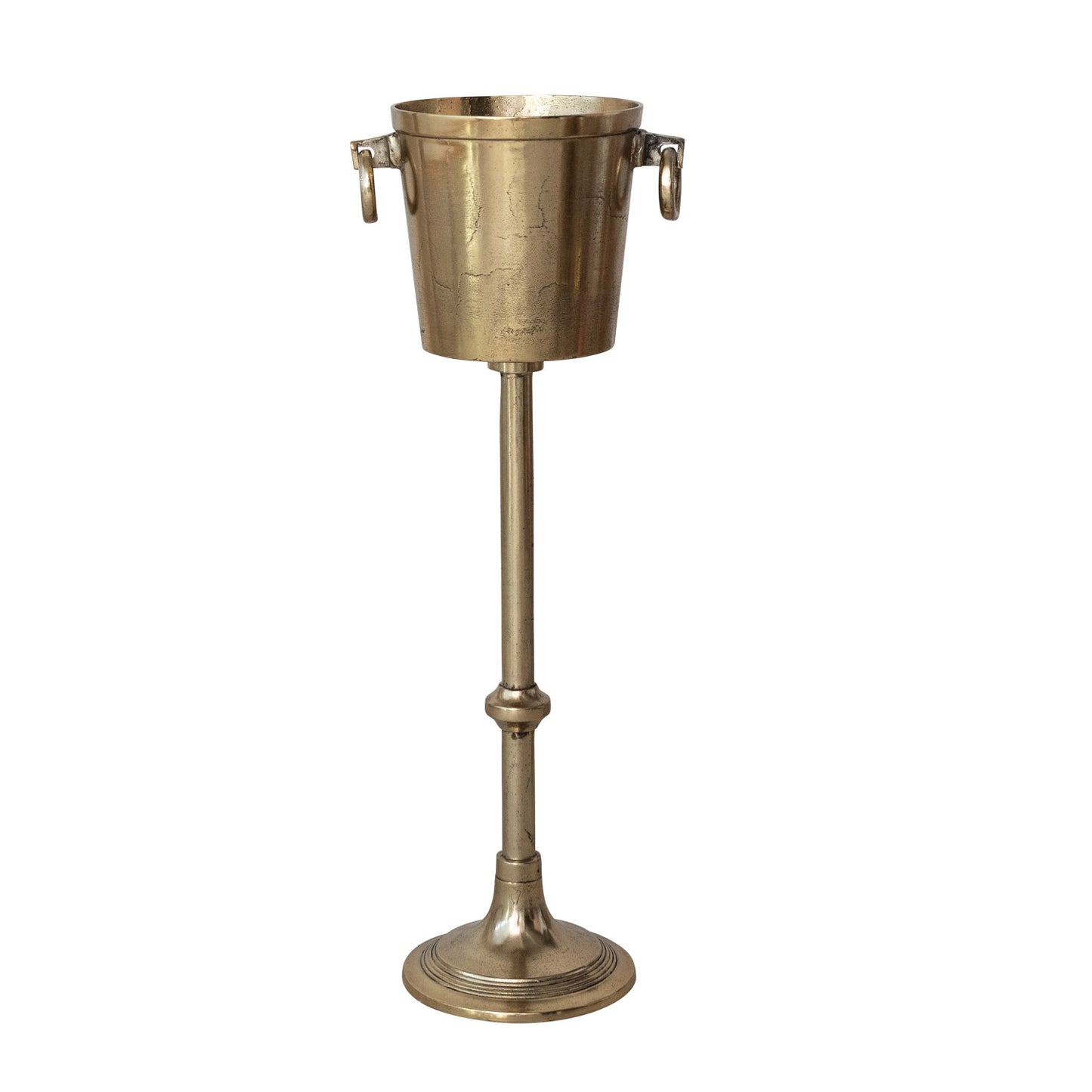 5-1/2 Quart Cast Aluminum Ice Bucket/Bottle Cooler w/ Ring Handles, Gold Finish