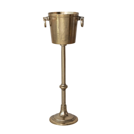 5-1/2 Quart Cast Aluminum Ice Bucket/Bottle Cooler w/ Ring Handles, Gold Finish