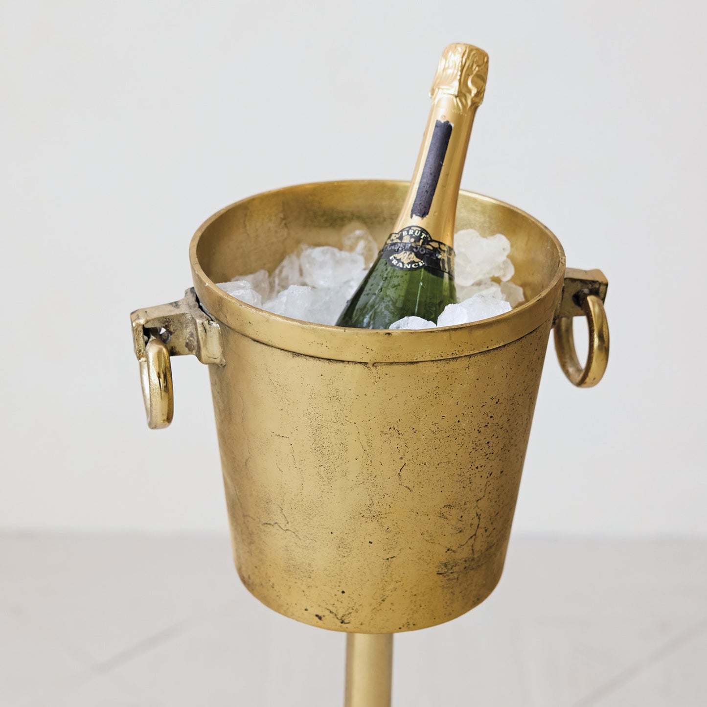 5-1/2 Quart Cast Aluminum Ice Bucket/Bottle Cooler w/ Ring Handles, Gold Finish