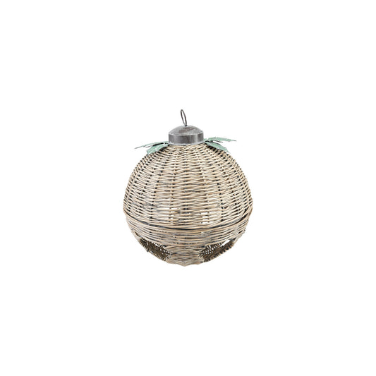 Hand-Woven Rattan Bell w/ Natural Metal Leaves, 3 Sizes