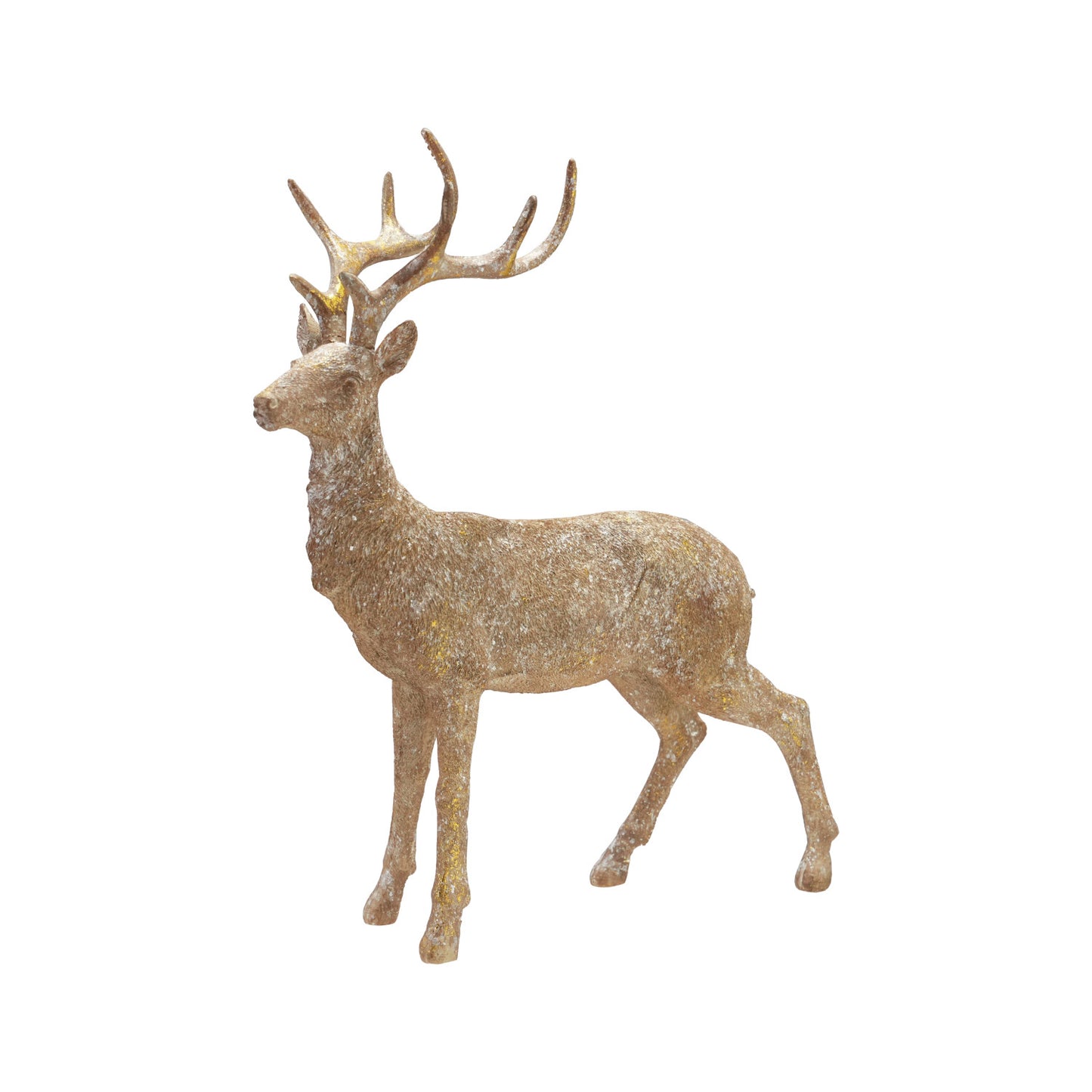 Resin Standing Deer, Distressed Gold Finish