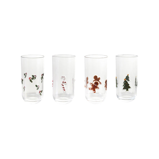 18 oz. Acrylic Drinking Glass w/ Embedded Holiday Icons, 4 Styles