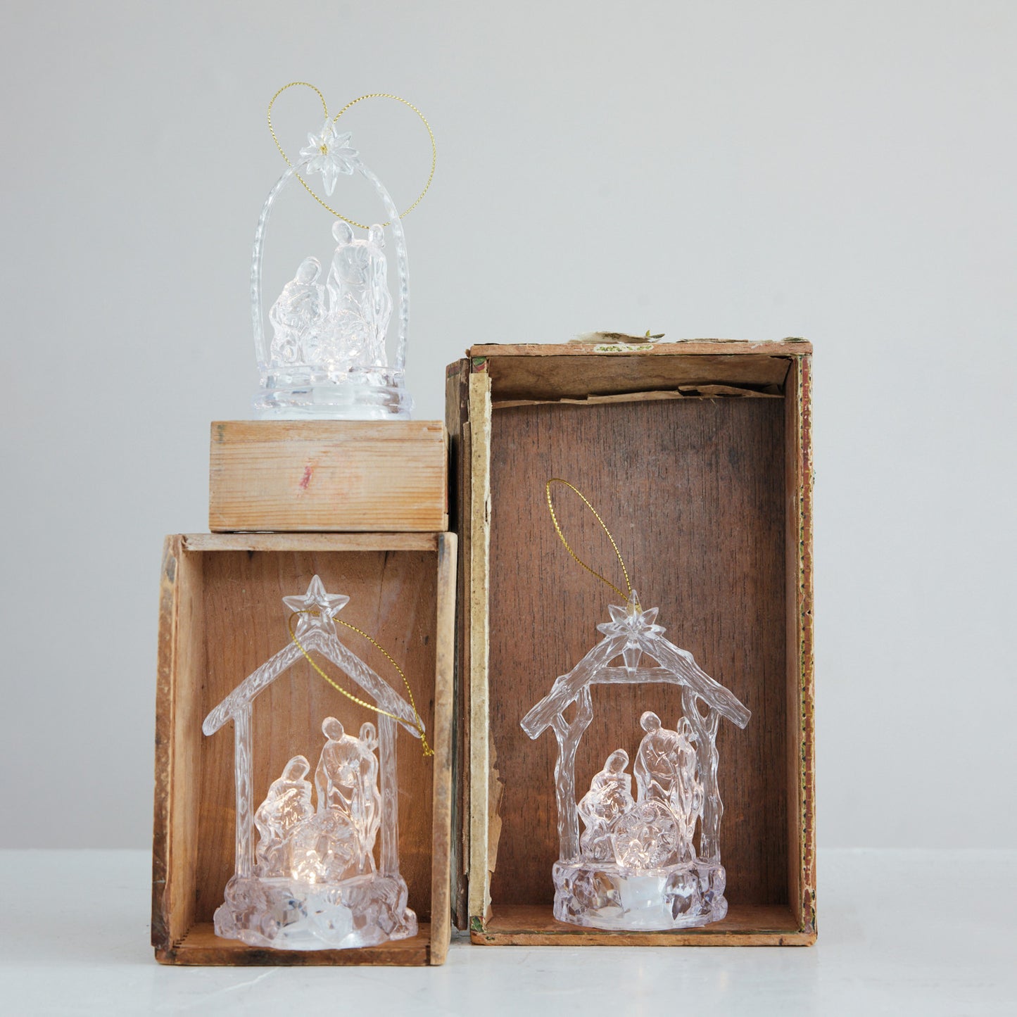 Plastic Holy Family Ornament w/ LED Light